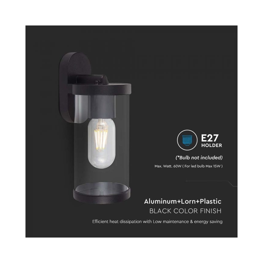 Outdoor-Wandleuchte 1xE27/60W/230V IP44 schwarz