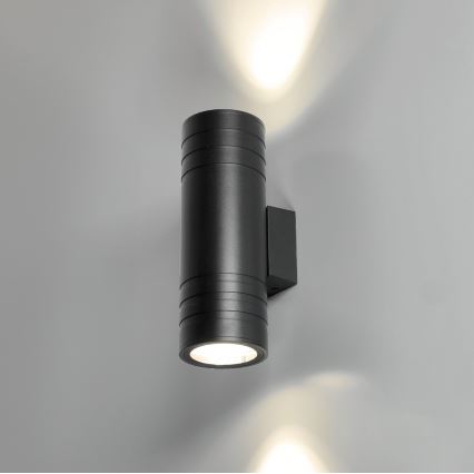 Outdoor-Wandleuchte 2xGU10/35W/230V IP54 rund schwarz