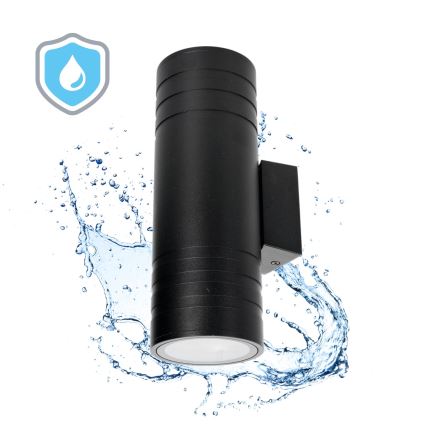 Outdoor-Wandleuchte 2xGU10/35W/230V IP54 rund schwarz