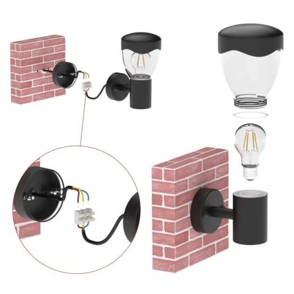Outdoor-Wandleuchte mit Sensor ARTEO 1xE27/15W/230V IP44