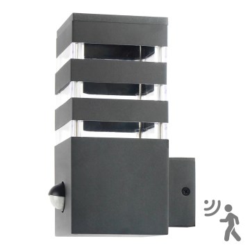 Outdoor-Wandleuchte mit Sensor TEKSAS 1xE27/12W/230V IP44 Graphit