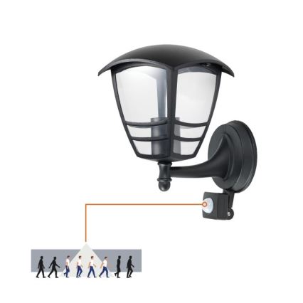 Outdoor-Wandleuchte mit Sensor TEVIO 1xE27/60W/230V IP54 schwarz