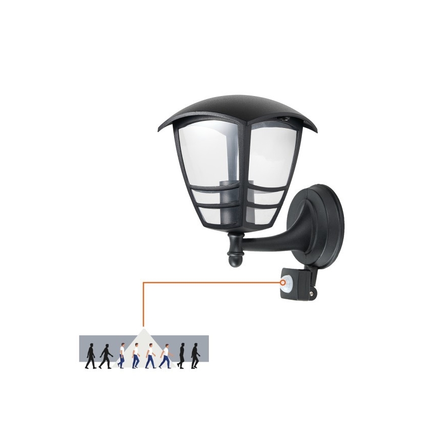 Outdoor-Wandleuchte mit Sensor TEVIO 1xE27/60W/230V IP54 schwarz