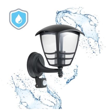 Outdoor-Wandleuchte mit Sensor TEVIO 1xE27/60W/230V IP54 schwarz