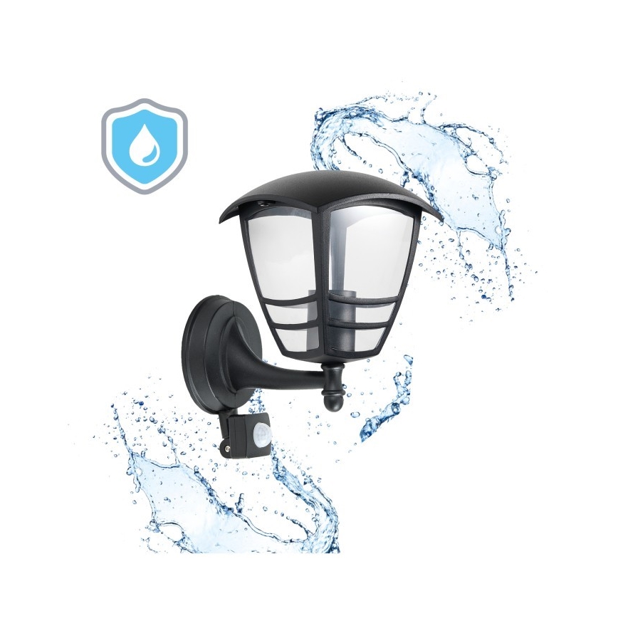 Outdoor-Wandleuchte mit Sensor TEVIO 1xE27/60W/230V IP54 schwarz