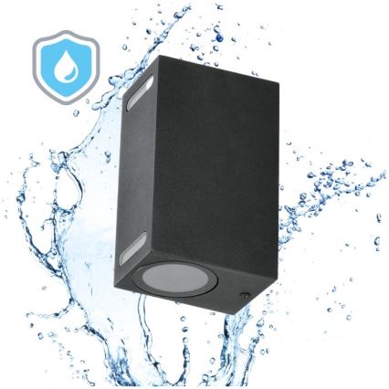 Outdoor-Wandleuchte QUERK 2xGU10/35W/230V IP54 15 cm schwarz