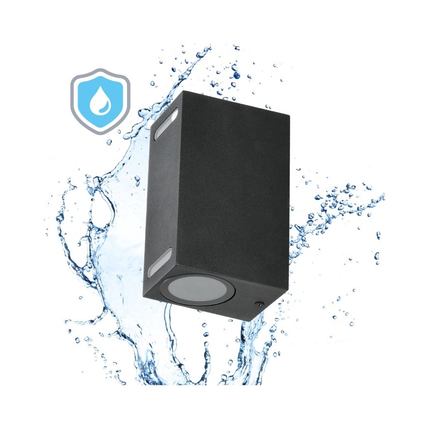 Outdoor-Wandleuchte QUERK 2xGU10/35W/230V IP54 15 cm schwarz