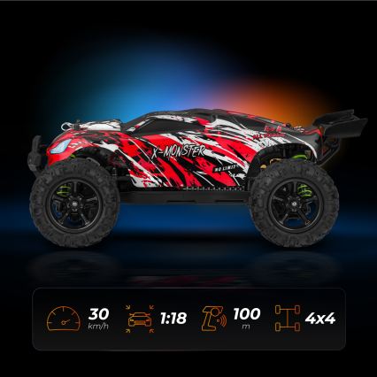 Overmax - ferngesteuertes RC-Auto X-MONSTER 3.5 1700 mAh schwarz/rot/grün
