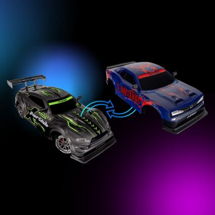 Overmax - ferngesteuertes RC-Drift-Auto 2-in-1 X-OVERSLIDE 1000 mAh schwarz/grün/blau/rot