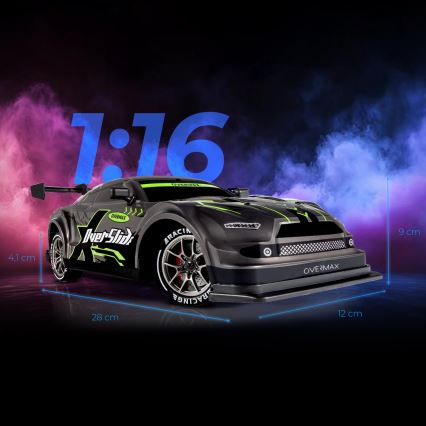 Overmax - ferngesteuertes RC-Drift-Auto 2-in-1 X-OVERSLIDE 1000 mAh schwarz/grün/blau/rot