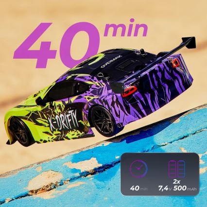 Overmax - RC-Drift-Auto mit Fernsteuerung X-DRIFT 1000 mAh gelb/lila