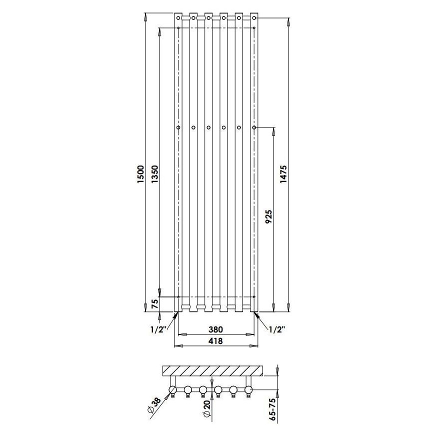 P.M.H. R2W/6 - Badezimmer-Leiterheizkörper ROSENDAL 525 W 150 cm weiß