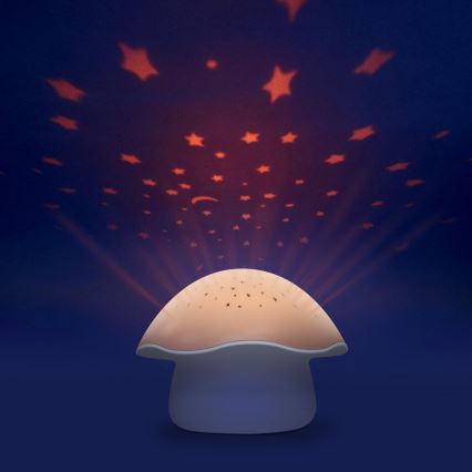 PABOBO - Projektor mit Melodie STAR MUSHROOM 3xAA lachsrosa