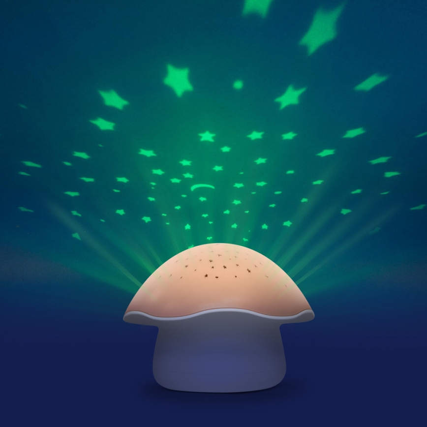 PABOBO - Projektor mit Melodie STAR MUSHROOM 3xAA lachsrosa