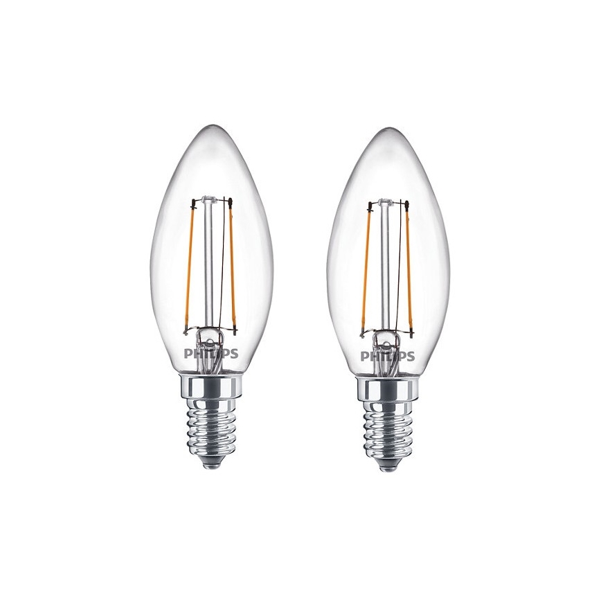 PACK 2x LED-Glühbirne Philips B35 E14/2W/230V 2700K