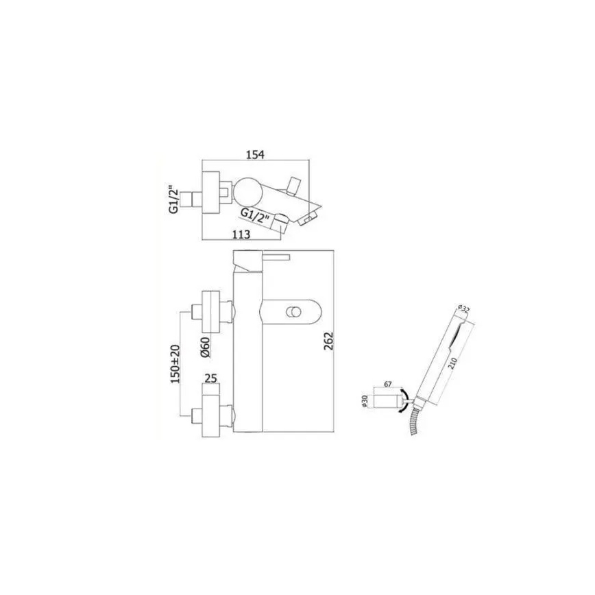 Paffoni - Badewannen-Set mit Armatur LIGHT, schwarz