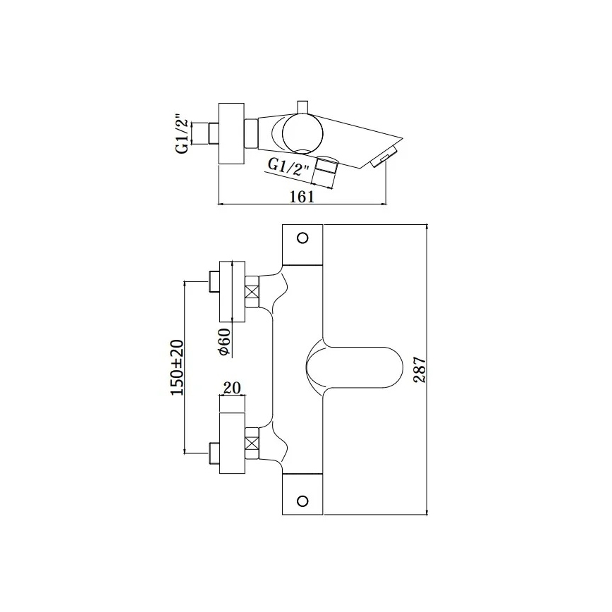 Paffoni - Badewannenset LIGHT, Hochglanz-Chrom