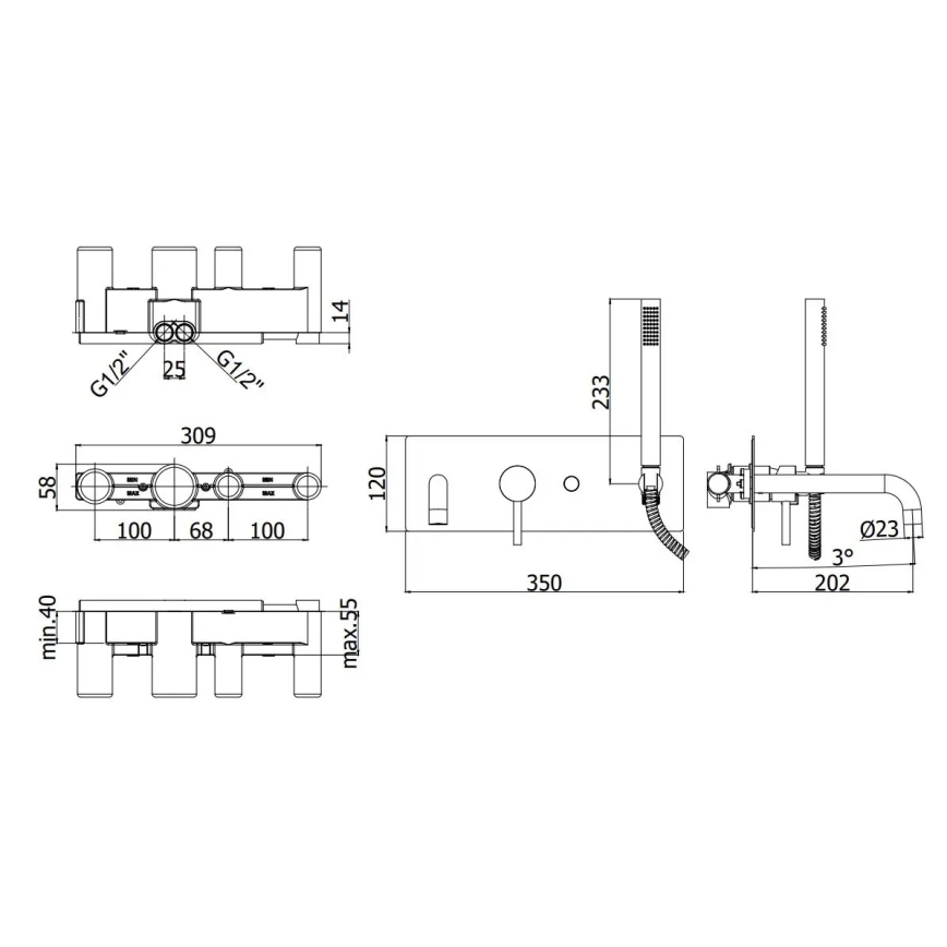 Paffoni - Badewannenset LIGHT matt-chrom