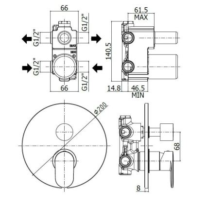 Paffoni - Duscharmatur zur Unterputzmontage CANDY glänzender Chrom