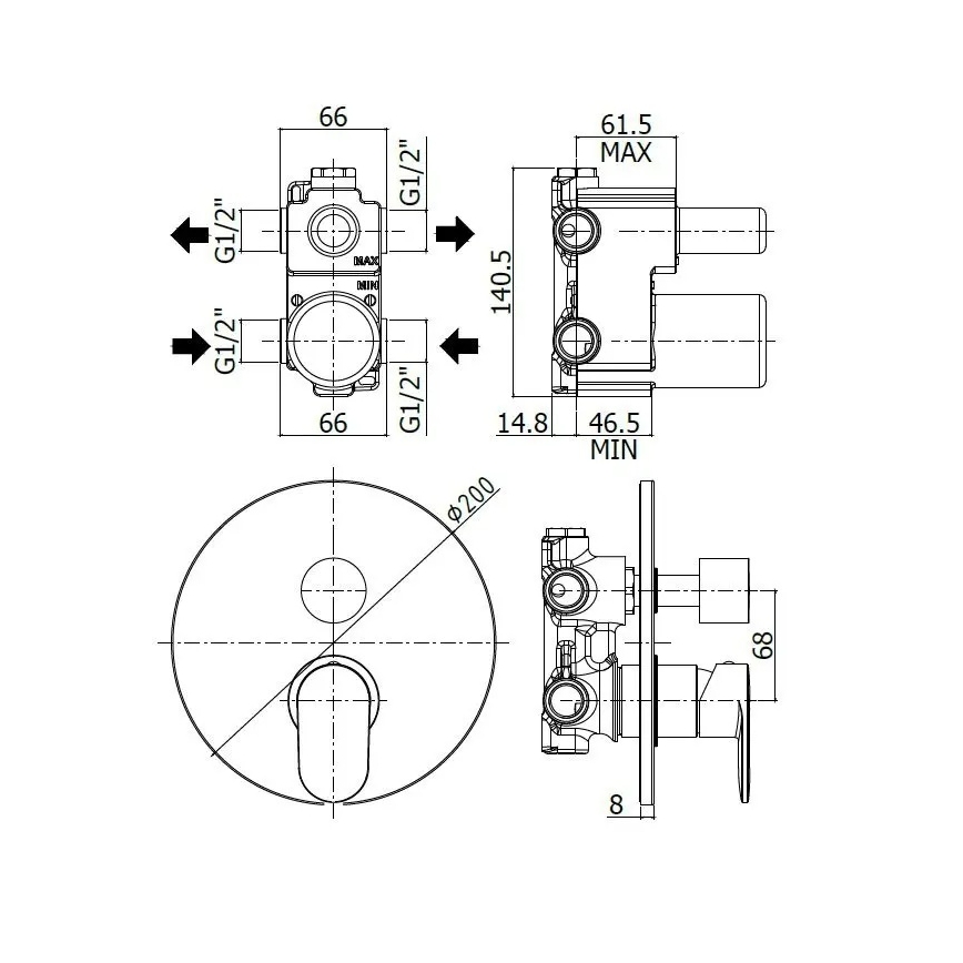Paffoni - Duscharmatur zur Unterputzmontage CANDY glänzender Chrom