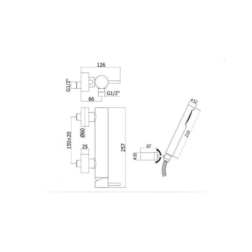 Paffoni - Duschset mit Armatur LIGHT matt schwarz