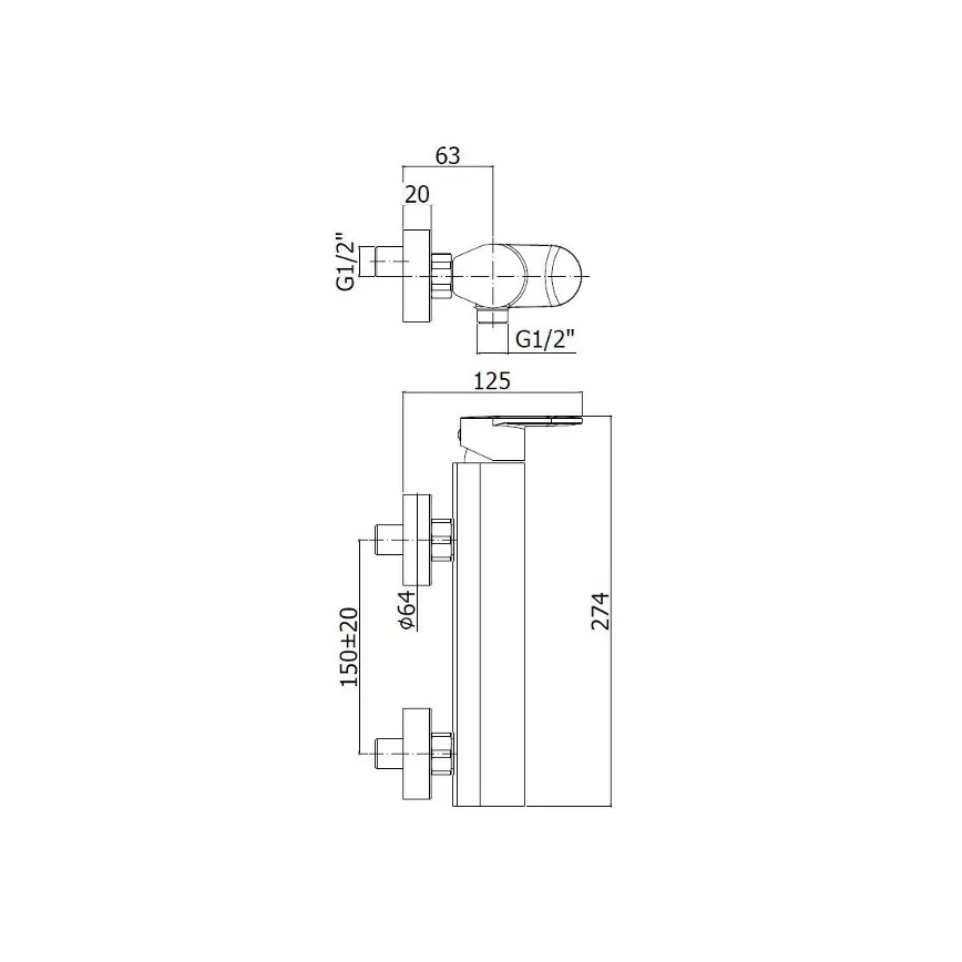 Paffoni - Duschset mit Mischbatterie CANDY, glänzender Chrom