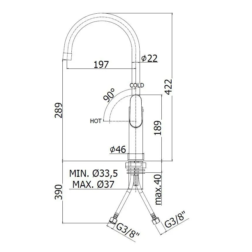 Paffoni - Küchenarmatur CANDY, glänzender Chrom