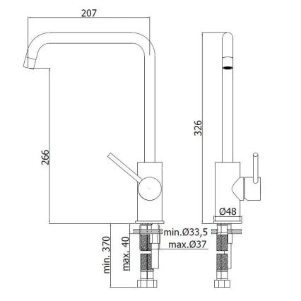 Paffoni - Spültischarmatur LIGHT 32,6 cm glänzender Chrom