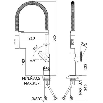 Paffoni - Spültischarmatur mit ausziehbarer Brause CANDY, 52,5 cm, hochglanzverchromt