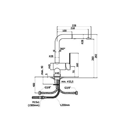Paffoni - Spültischarmatur mit ausziehbarer Brause RINGO 29,2 cm