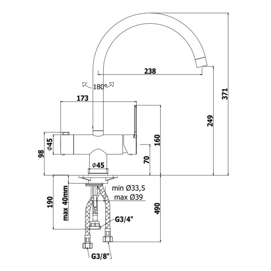 Paffoni - Spültischarmatur RINGO, glänzender Chrom
