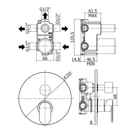 Paffoni - Unterputz-Duscharmatur CANDY, hochglänzender Chrom