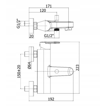 Paffoni - Wannen-Set mit Mischbatterie CANDY glänzender Chrom