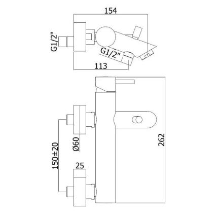 Paffoni - Wannenarmatur LIGHT glänzender Chrom