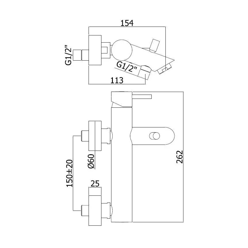 Paffoni - Wannenarmatur LIGHT glänzender Chrom