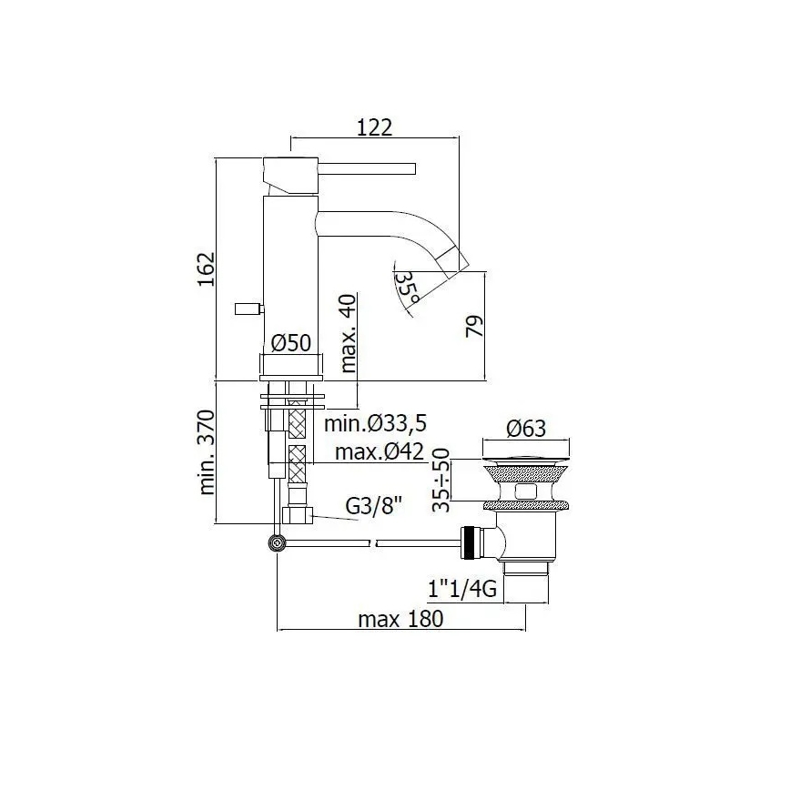 Paffoni - Waschtischarmatur + Ablaufgarnitur LIGHT, glänzender Chrom