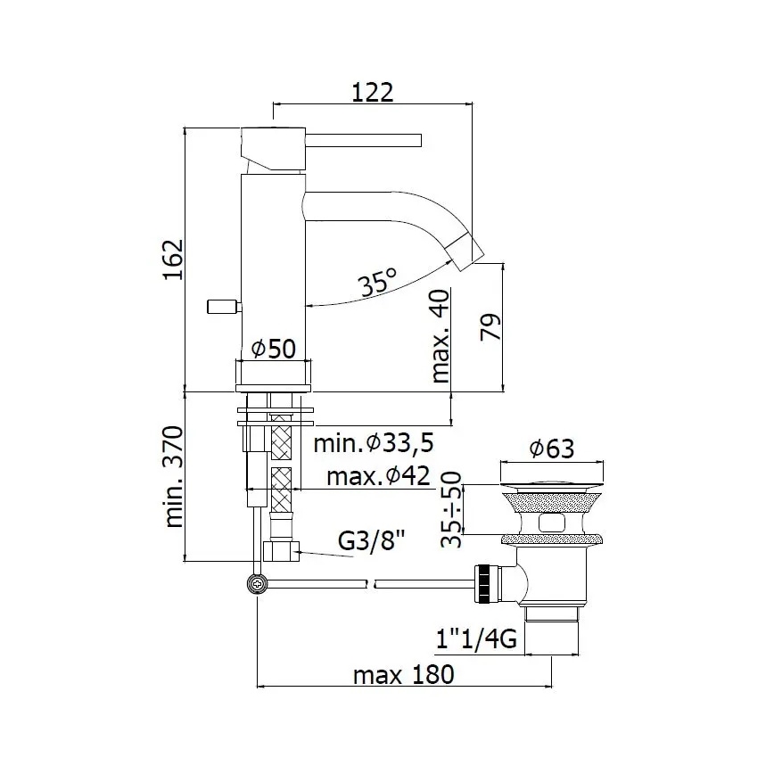 Paffoni - Waschtischarmatur + Ablaufgarnitur LIGHT, Gold