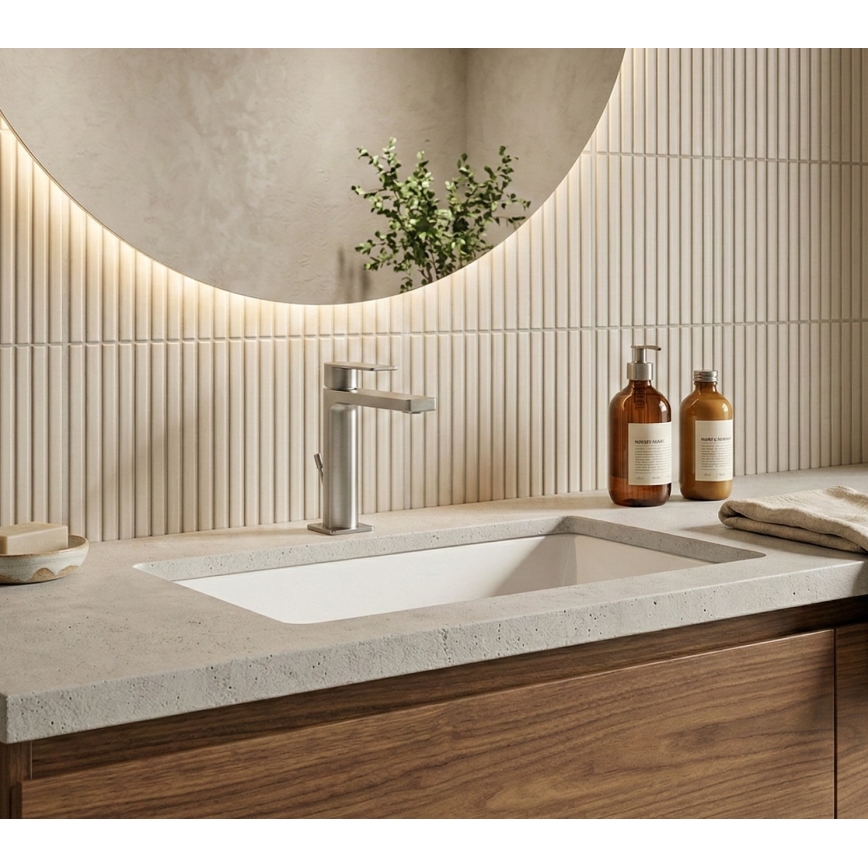 Paffoni - Waschtischarmatur + Ablaufgarnitur TANGO Edelstahl