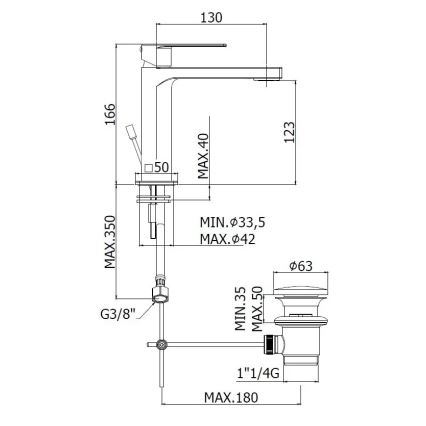 Paffoni - Waschtischarmatur + Ablaufgarnitur TANGO Edelstahl
