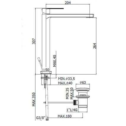 Paffoni - Waschtischarmatur + Ablaufgarnitur TANGO glänzender Chrom