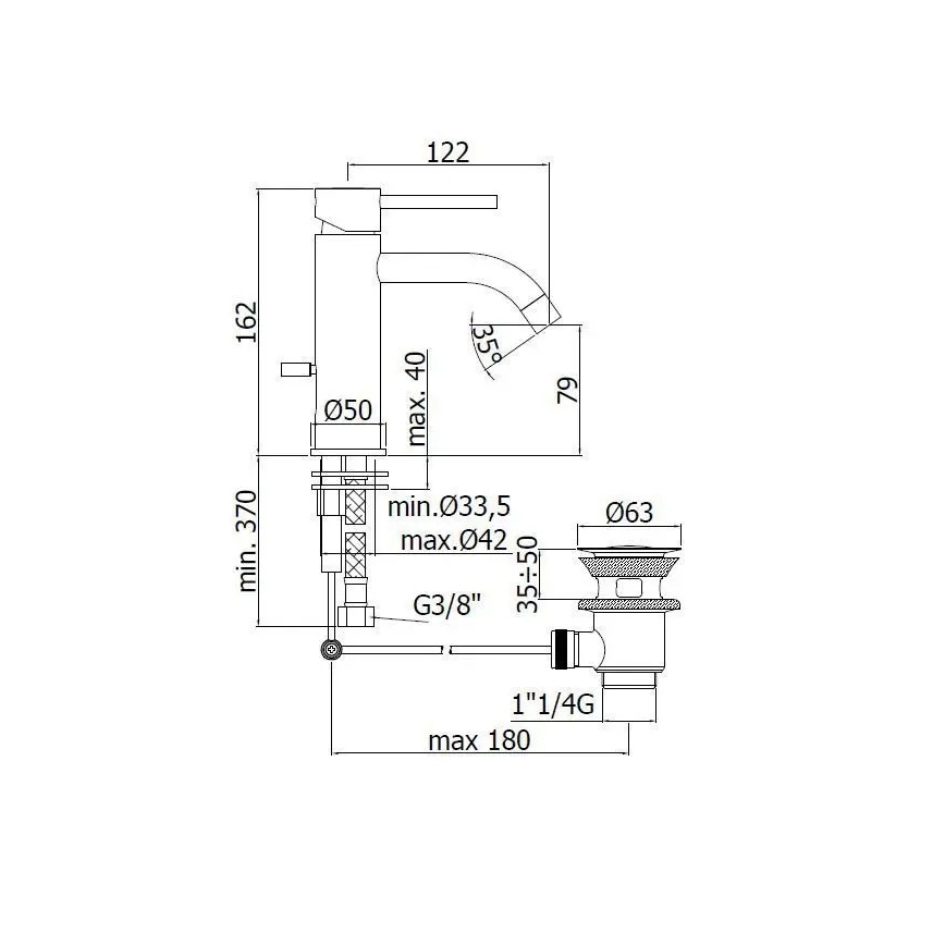 Paffoni - Waschtischarmatur LIGHT Edelstahl