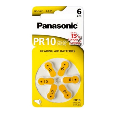 Panasonic - 6 St Batterie für Hörgeräte PR-10 1,4V