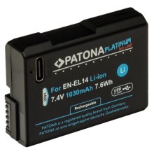 PATONA - Akku Nikon EN-EL14/EN-EL14A 1030mAh Li-Ion Platinum USB-C Aufladung