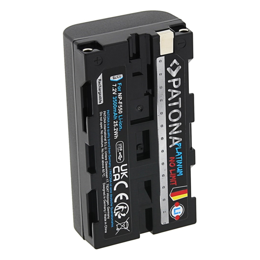 PATONA - Akku Sony NP-F550/F330/F570 3500mAh Li-Ionen Platinum USB-C-Aufladung
