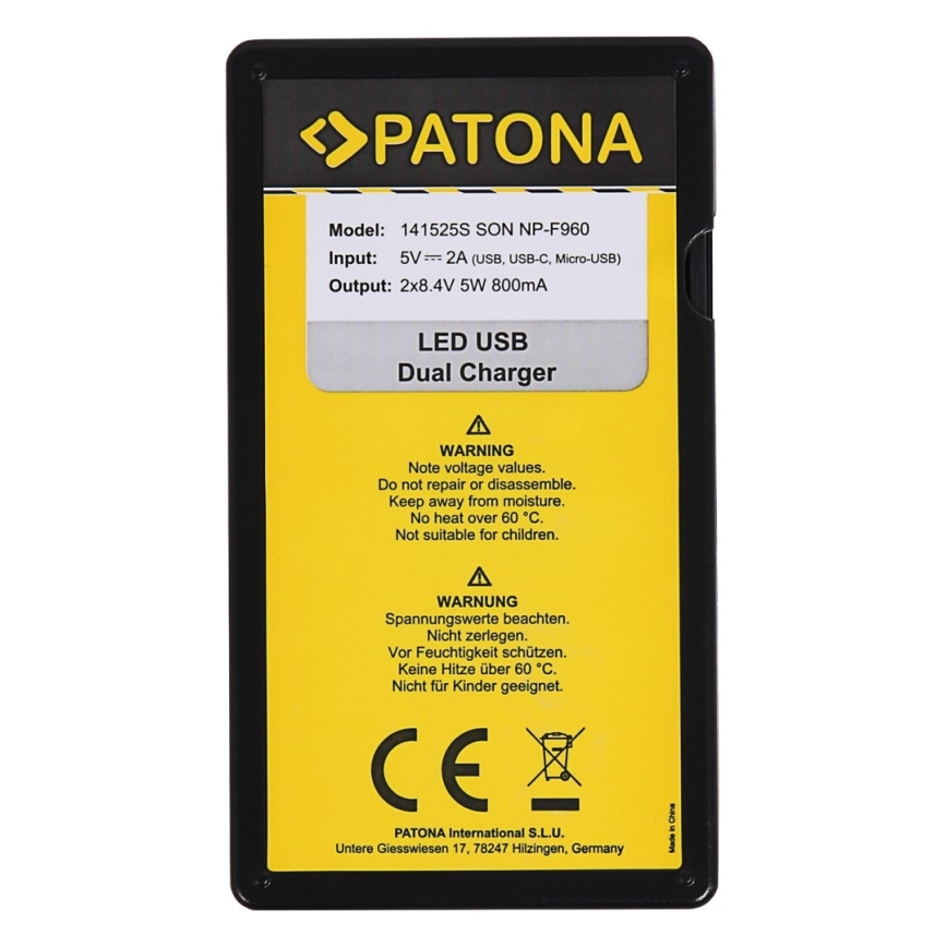 PATONA - Ladegerät Dual Sony NP-F970/F960/F950 USB
