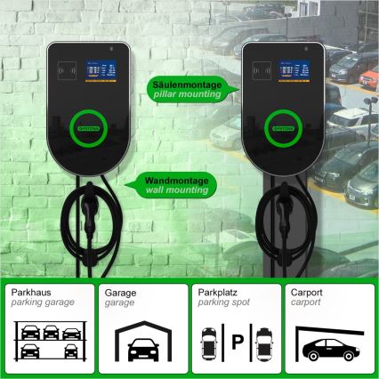 PATONA - Ladestation mit LCD-Display für Elektroautos 11kW/400V/16A IP54