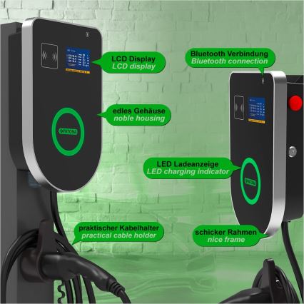 PATONA - Ladestation mit LCD-Display für Elektroautos 11kW/400V/16A IP54