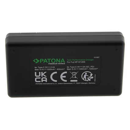 PATONA – Schnellladegerät Dual Fuji NP-W126 + Kabel USB-C 0,6m