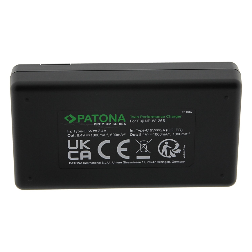 PATONA – Schnellladegerät Dual Fuji NP-W126 + Kabel USB-C 0,6m