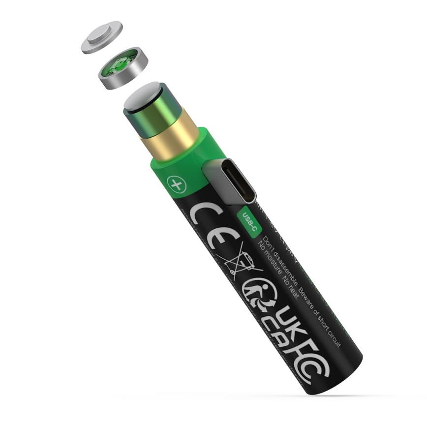 PATONA - SET 4x Akku AAA/LR03 Li-Pol 500mAh 1,5V mit USB-C Aufladung